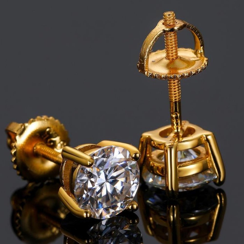 Certified 8ct. t.w. Moissanite Diamond Round Stud Earrings NEW - Picture 3 of 10